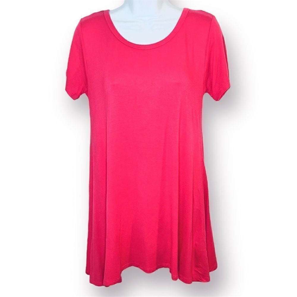 Goo Yoo Women’s Solid Short Sleeve Tunic Top Lilac S